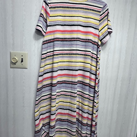 Lularoe Size Large Carly Swing Dress Summer Spring Striped Multicolored - Picture 5 of 5